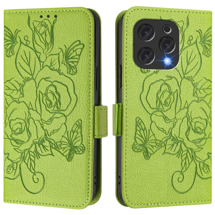 For Doogee N55 Plus Embossed Rose RFID Anti-theft Leather Phone Case(Green) - More Brand by PMC TechLife | Online Shopping South Africa | PMC TechLife | Buy Now Pay Later Mobicred