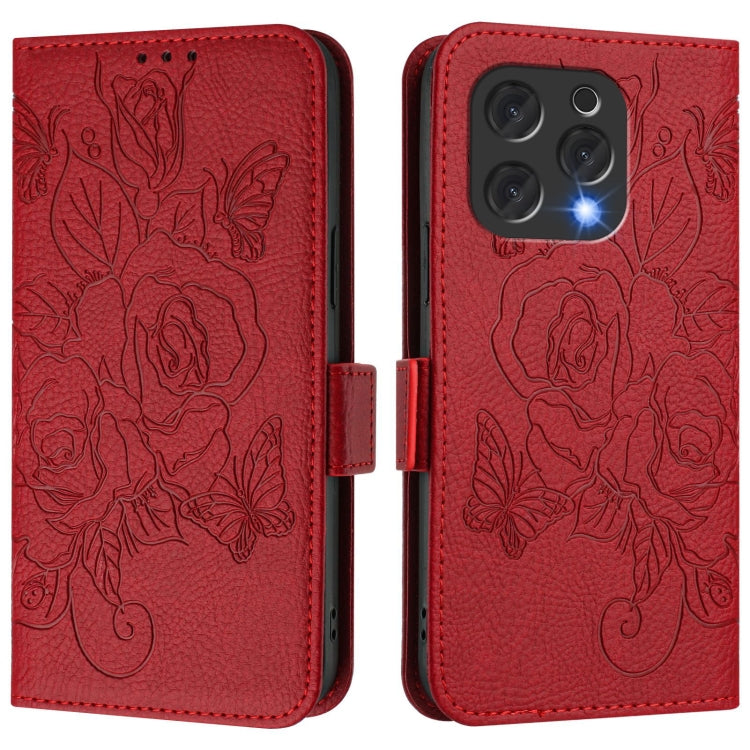 For Doogee N55 Plus Embossed Rose RFID Anti-theft Leather Phone Case(Red) - More Brand by PMC TechLife | Online Shopping South Africa | PMC TechLife | Buy Now Pay Later Mobicred