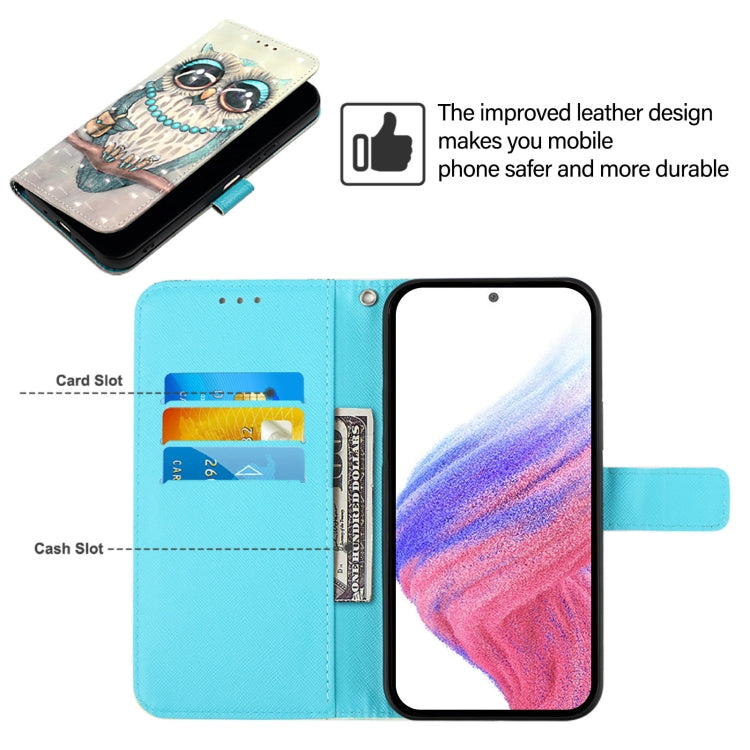 For Doogee N55 Plus 3D Painting Horizontal Flip Leather Phone Case(Grey Owl) - More Brand by PMC TechLife | Online Shopping South Africa | PMC TechLife | Buy Now Pay Later Mobicred