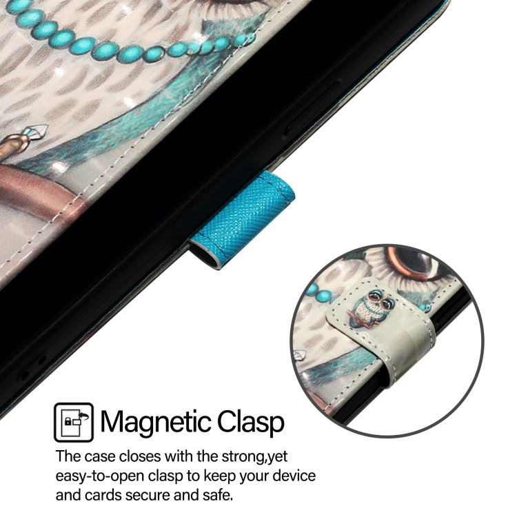 For Doogee N55 Plus 3D Painting Horizontal Flip Leather Phone Case(Grey Owl) - More Brand by PMC TechLife | Online Shopping South Africa | PMC TechLife | Buy Now Pay Later Mobicred