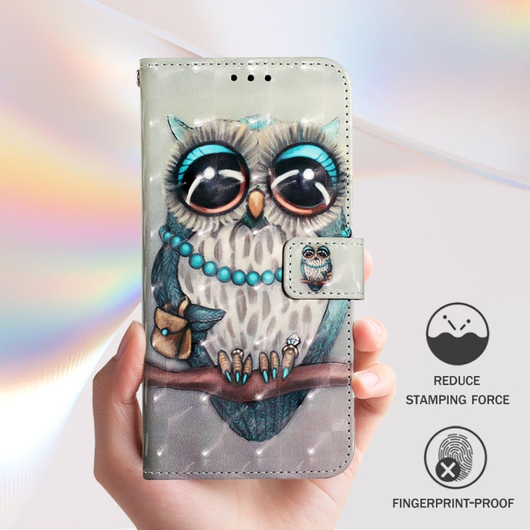 For Doogee N55 Plus 3D Painting Horizontal Flip Leather Phone Case(Grey Owl) - More Brand by PMC TechLife | Online Shopping South Africa | PMC TechLife | Buy Now Pay Later Mobicred