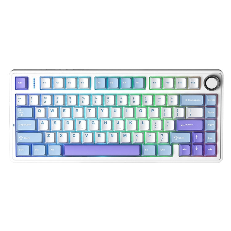 AULA F75 80 Keys Wired/2.4G/Bluetooth Three Model Customized RGB Mechanical Keyboard(White Blue Purple) - free shipping - PMC TechLife - Order now!