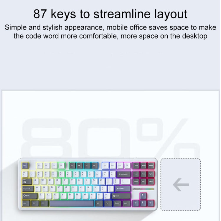 AULA F87 87 Keys Wired/2.4G/Bluetooth Three Model Customized RGB Mechanical Keyboard(White Grey Blue) - free shipping - PMC TechLife - Order now!