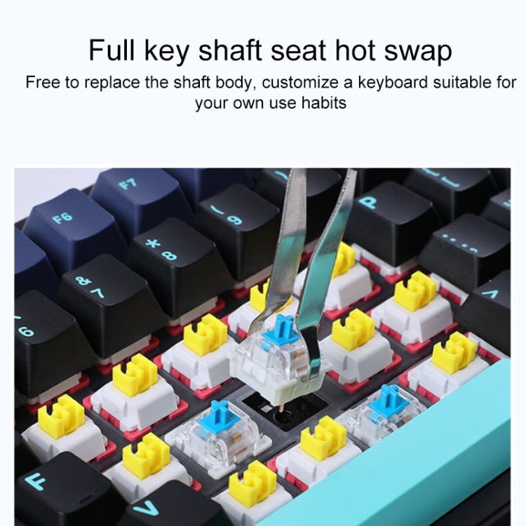 AULA F87 87 Keys Wired/2.4G/Bluetooth Three Model Customized RGB Mechanical Keyboard(Sea Salt Blue) - free shipping - PMC TechLife - Order now!