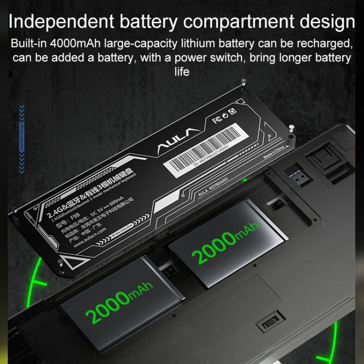 AULA F98 Pro 99 Keys Wired/2.4G/Bluetooth Three Model RGB Mechanical Keyboard, Shaft:Ice Crystal Shaft(Transparent White) - free shipping - PMC TechLife - Order now!