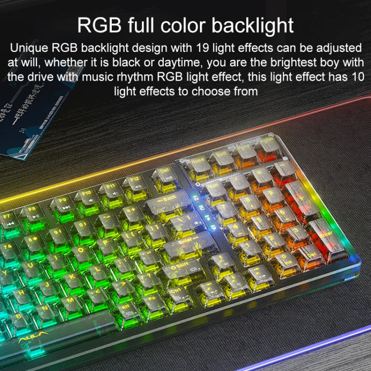 AULA F98 Pro 99 Keys Wired/2.4G/Bluetooth Three Model RGB Mechanical Keyboard, Shaft:Ice Crystal Shaft(Transparent White) - free shipping - PMC TechLife - Order now!