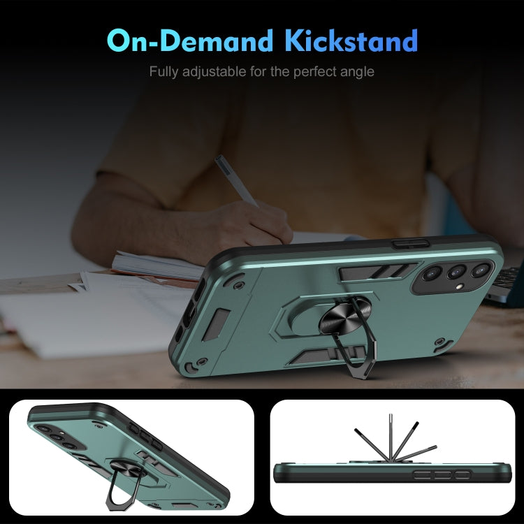 For Samsung Galaxy S25 5G Shockproof Metal Ring Holder Phone Case(Green) - Galaxy S25 5G Cases by PMC Jewellery | Online Shopping South Africa | PMC Jewellery | Buy Now Pay Later Mobicred