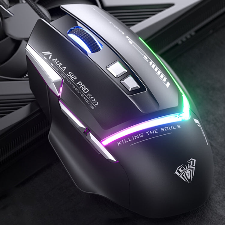 AULA S12 Pro 12800DPI Wired RGB Gaming Mouse(Black) - Wired Mice by AULA | Online Shopping South Africa | PMC TechLife | Buy Now Pay Later Mobicred