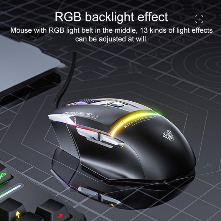 AULA S12 Pro 12800DPI Wired RGB Gaming Mouse(Black) - Wired Mice by AULA | Online Shopping South Africa | PMC TechLife | Buy Now Pay Later Mobicred