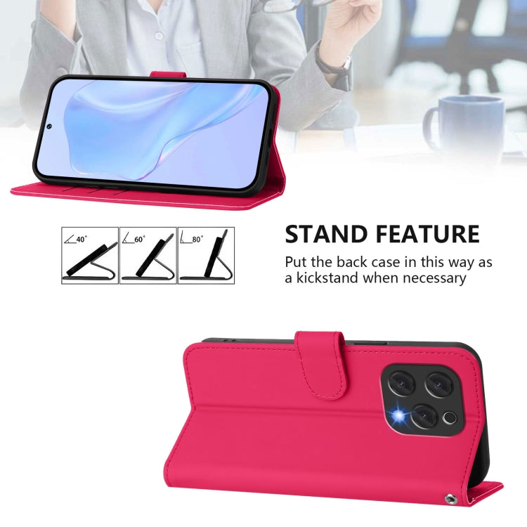 For Doogee N55 Plus Skin Feel Solid Color Leather Phone Case with Lanyard(Rose Red) - Doogee Cases by PMC TechLife | Online Shopping South Africa | PMC TechLife | Buy Now Pay Later Mobicred