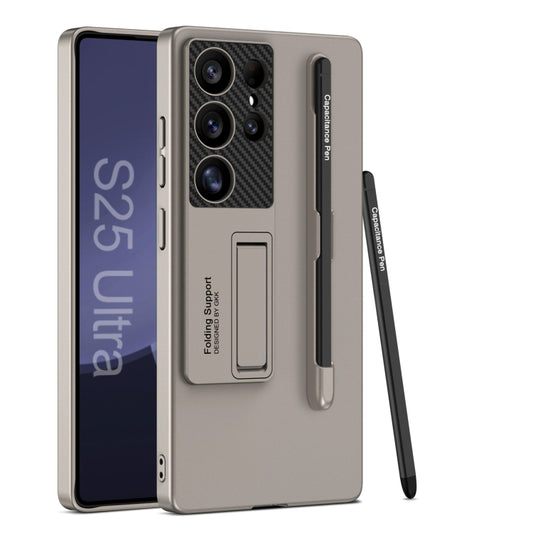 For Samsung Galaxy S25 Ultra 5G GKK Ultra-thin Holder Phone Case with Pen Slots & Stylus Pen(Titanium Gray) - Galaxy S25 Ultra 5G Cases by GKK | Online Shopping South Africa | PMC Jewellery | Buy Now Pay Later Mobicred