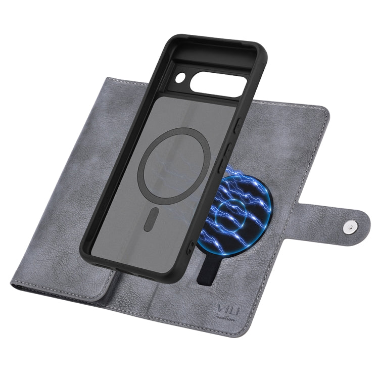 For Google Pixel 8a ViLi GVB Series MagSafe Magnetic RFID Leather Phone Case(Grey) - Google Cases by ViLi | Online Shopping South Africa | PMC TechLife | Buy Now Pay Later Mobicred