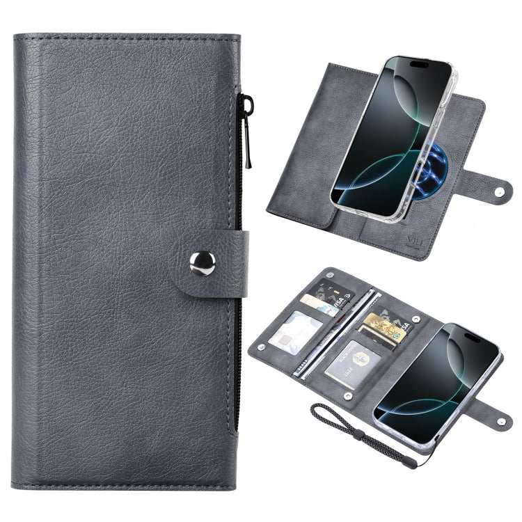 For iPhone 16 Pro ViLi GVS-C Series MagSafe Magnetic RFID Leather Flip Phone Case(Grey) - free shipping - PMC Jewellery - Order now!