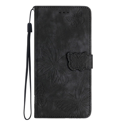 For Samsung Galaxy S25 5G Skin-feel Embossed Butterfly Leather Phone Case(Black) - Galaxy S25 5G Cases by PMC Jewellery | Online Shopping South Africa | PMC Jewellery | Buy Now Pay Later Mobicred