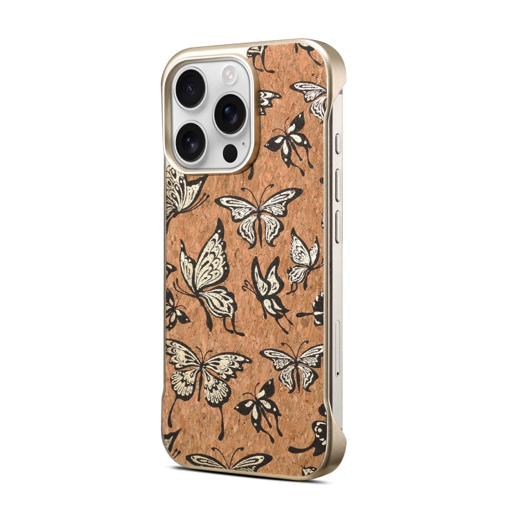 For iPhone 16 Pro Denior A18 WoodenPaint MagSafe Phone Case(Butterflies) - iPhone 16 Pro Cases by Denior | Online Shopping South Africa | PMC Jewellery | Buy Now Pay Later Mobicred