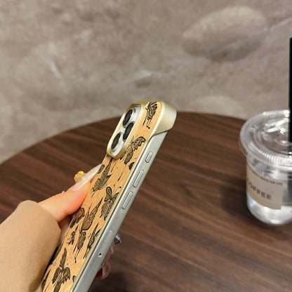 For iPhone 16 Pro Denior A18 WoodenPaint MagSafe Phone Case(Butterflies) - iPhone 16 Pro Cases by Denior | Online Shopping South Africa | PMC Jewellery | Buy Now Pay Later Mobicred