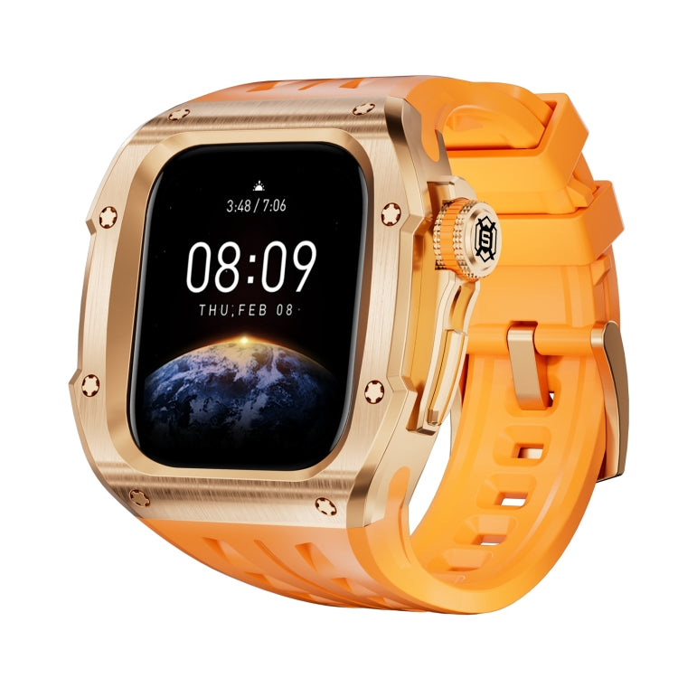 For Apple Watch Series 10 46mm RedPepper Armor Metal Case Integrated Silicone Watch Band(Rose Gold Orange) - free shipping - PMC Jewellery - Order now!
