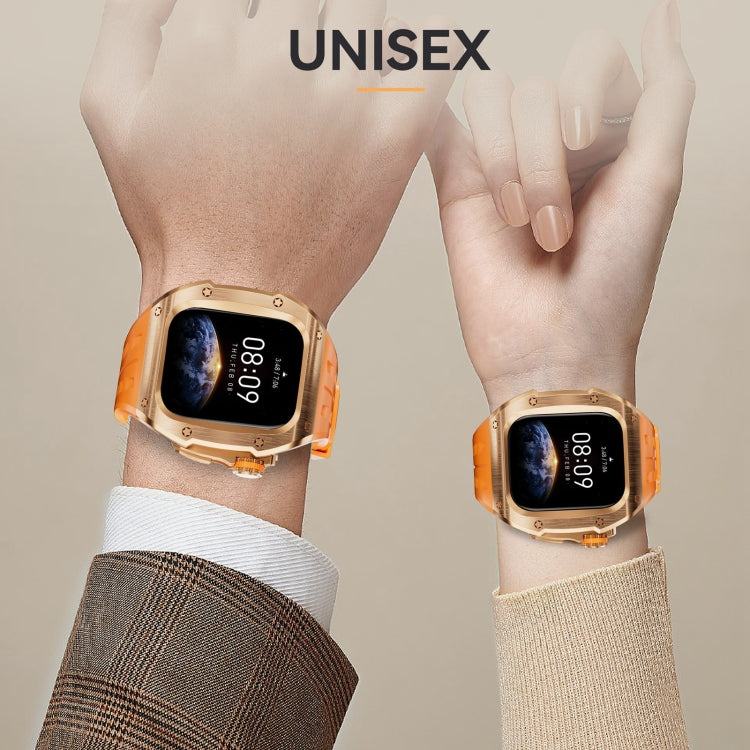 For Apple Watch Series 10 46mm RedPepper Armor Metal Case Integrated Silicone Watch Band(Rose Gold Orange) - free shipping - PMC Jewellery - Order now!