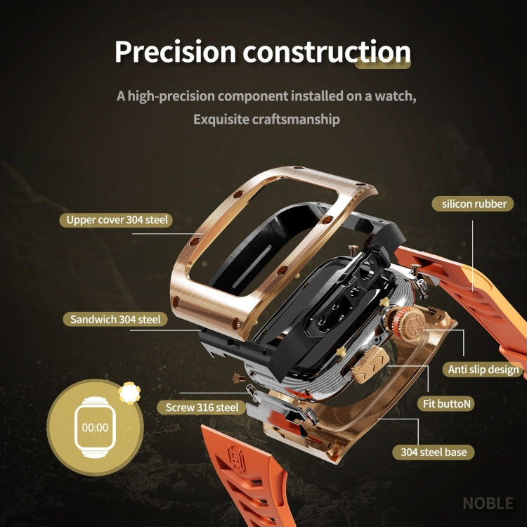 For Apple Watch 44mm / 45mm RedPepper Armor Metal Case Integrated Silicone Watch Band(Rose Gold Orange) - free shipping - PMC Jewellery - Order now!