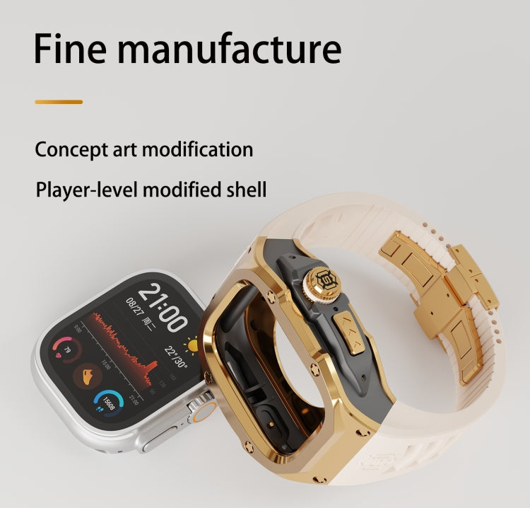 For Apple Watch Ultra 1 / 2 49mm RedPepper Armor Metal Case Integrated Silicone Watch Band(Gold Black White) - free shipping - PMC Jewellery - Order now!