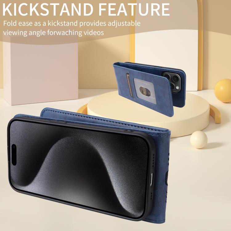 For iPhone 16e Magnetic Vertical Flip Leather Phone Case(Blue) - iPhone 16e Cases by PMC TechLife | Online Shopping South Africa | PMC TechLife | Buy Now Pay Later Mobicred