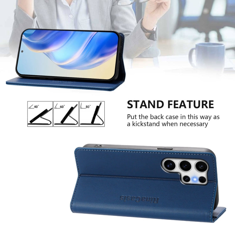 For Samsung Galaxy S25 Ultra 5G RC01 Dual-Folded Magnetic Suction RFID Leather Phone Case(Dark Blue) - Galaxy S25 Ultra 5G Cases by PMC Jewellery | Online Shopping South Africa | PMC Jewellery | Buy Now Pay Later Mobicred