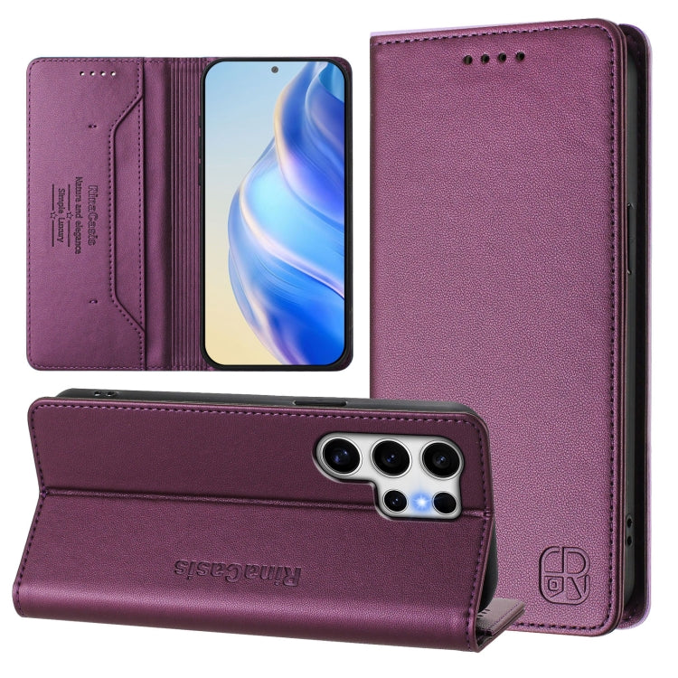 For Samsung Galaxy S25 Ultra 5G RC01 Dual-Folded Magnetic Suction RFID Leather Phone Case(Violet) - Galaxy S25 Ultra 5G Cases by PMC Jewellery | Online Shopping South Africa | PMC Jewellery | Buy Now Pay Later Mobicred