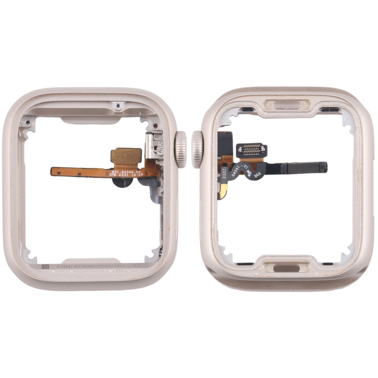 For Apple Watch Series 7 / 8 / 9 45MM GPS Aluminium Alloy Middle Frame Bezel Plate with Crown Spin Axis Flex Cable(Starlight) - Middle Frame by PMC Jewellery | Online Shopping South Africa | PMC Jewellery | Buy Now Pay Later Mobicred