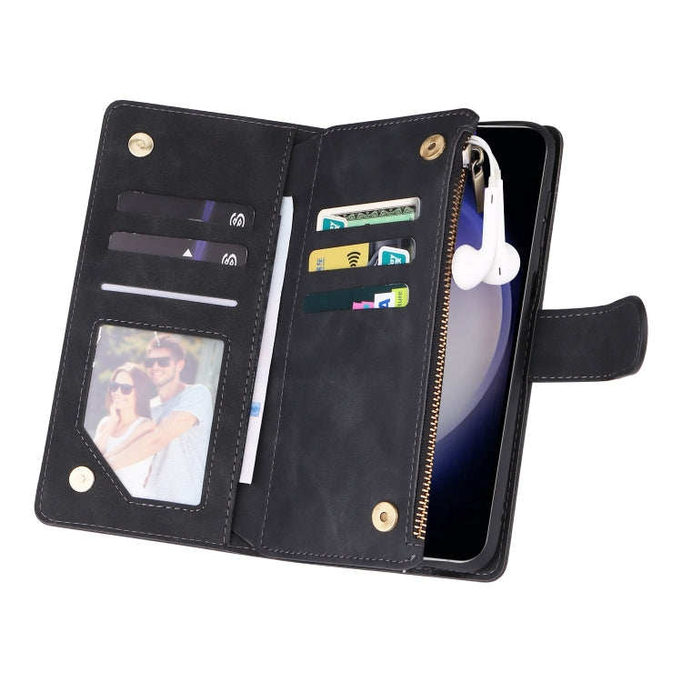 For Samsung Galaxy S25 5G Multifunctional Frosted Zipper Wallet Leather Phone Case(Black) - Galaxy S25 5G Cases by PMC Jewellery | Online Shopping South Africa | PMC Jewellery | Buy Now Pay Later Mobicred