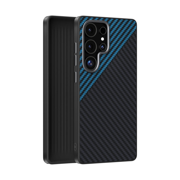 For Samsung Galaxy S25 Ultra 5G ABEEL C Carbon Fiber Series 6D Micro Relief MagSafe Phone Case(Black Blue) - Galaxy S25 Ultra 5G Cases by PMC Jewellery | Online Shopping South Africa | PMC Jewellery | Buy Now Pay Later Mobicred