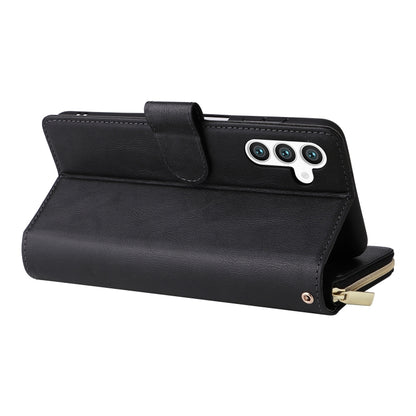 For Samsung Galaxy S25 5G 9-Card Slots Zipper Wallet Bag Leather Phone Case(Black) - Galaxy S25 5G Cases by PMC Jewellery | Online Shopping South Africa | PMC Jewellery | Buy Now Pay Later Mobicred