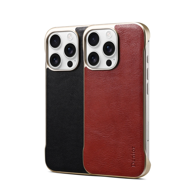 For iPhone 16 Pro Max Denior MagSafe Genuine Leather Calf Texture  Phone Case(Red) - iPhone 16 Pro Max Cases by Denior | Online Shopping South Africa | PMC Jewellery | Buy Now Pay Later Mobicred