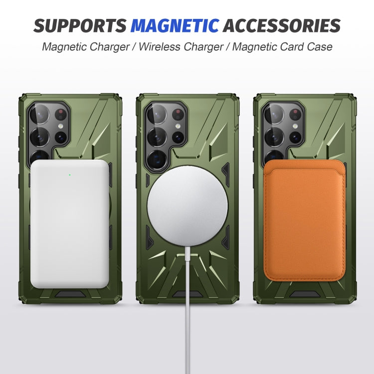 For Samsung Galaxy S25 Ultra 5G MagSafe Magnetic Shockproof Phone Case with Ring Holder(Dark Green) - Galaxy S25 Ultra 5G Cases by PMC Jewellery | Online Shopping South Africa | PMC Jewellery | Buy Now Pay Later Mobicred