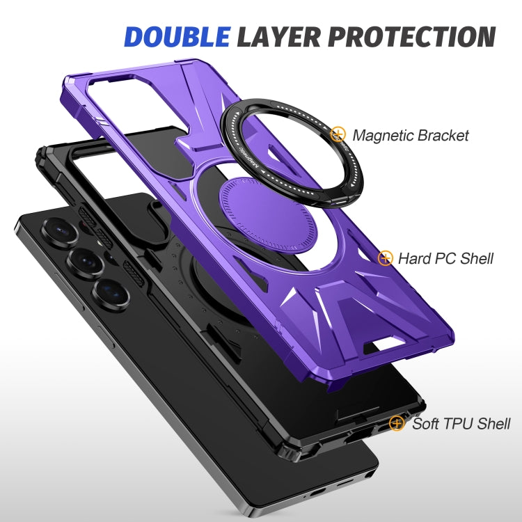 For Samsung Galaxy S25 Ultra 5G MagSafe Magnetic Shockproof Phone Case with Ring Holder(Purple) - Galaxy S25 Ultra 5G Cases by PMC Jewellery | Online Shopping South Africa | PMC Jewellery | Buy Now Pay Later Mobicred