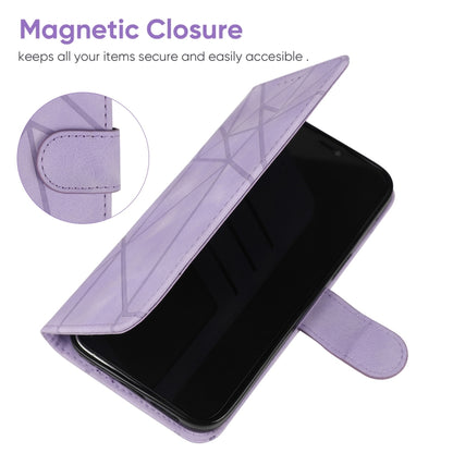 For Samsung Galaxy S25 Ultra 5G Skin Feel Geometric Lines Leather Phone Case(Purple) - Galaxy S25 Ultra 5G Cases by PMC Jewellery | Online Shopping South Africa | PMC Jewellery | Buy Now Pay Later Mobicred