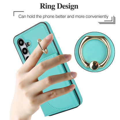 For Samsung Galaxy S25 5G Ring Holder Card Bag Skin Feel Phone Case(Green) - Galaxy S25 5G Cases by PMC Jewellery | Online Shopping South Africa | PMC Jewellery | Buy Now Pay Later Mobicred