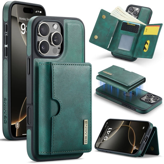 For iPhone 16 Pro Max DG.MING M6 Series RFID Tri-fold Card Bag Removable Leather Phone Case(Green) - iPhone 16 Pro Max Cases by DG.MING | Online Shopping South Africa | PMC Jewellery | Buy Now Pay Later Mobicred