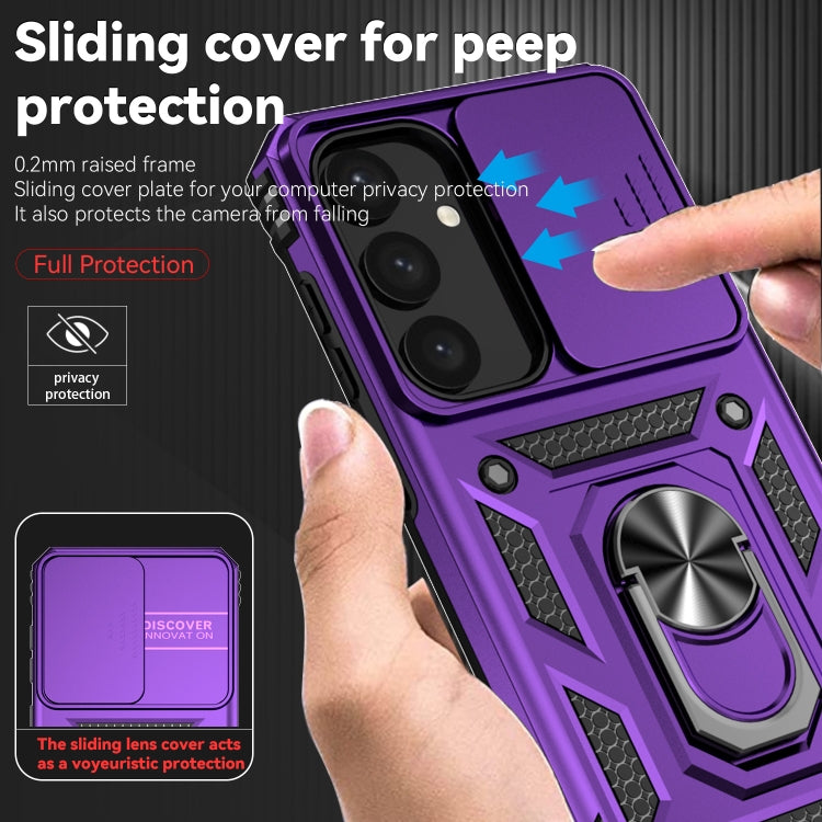 For Samsung Galaxy S25 5G Sliding Camshield Holder Phone Case(Purple) - Galaxy S25 5G Cases by PMC Jewellery | Online Shopping South Africa | PMC Jewellery | Buy Now Pay Later Mobicred