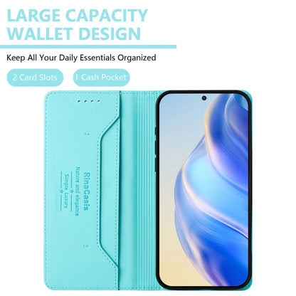 For Huawei Pura 70 RC01 Dual-Folded Magnetic Suction RFID Leather Phone Case(Mint Green) - Huawei Cases by PMC Jewellery | Online Shopping South Africa | PMC Jewellery | Buy Now Pay Later Mobicred