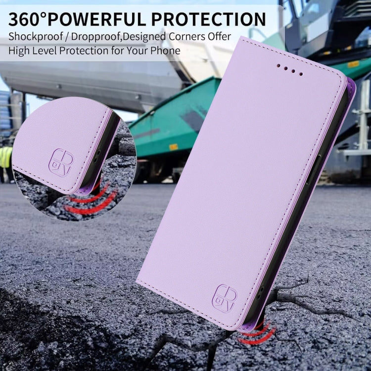 For Huawei Pura 70 RC01 Dual-Folded Magnetic Suction RFID Leather Phone Case(Light Purple) - Huawei Cases by PMC Jewellery | Online Shopping South Africa | PMC Jewellery | Buy Now Pay Later Mobicred