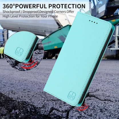 For Huawei Pura 70 Pro / Pura 70 Pro+ RC01 Dual-Folded Magnetic Suction RFID Leather Phone Case(Mint Green) - Huawei Cases by PMC Jewellery | Online Shopping South Africa | PMC Jewellery | Buy Now Pay Later Mobicred