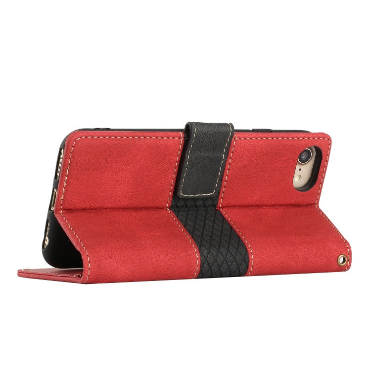 For iPhone 16e Grid Stitching Leather Phone Case with Lanyard(Red) - free shipping - PMC TechLife - Order now!