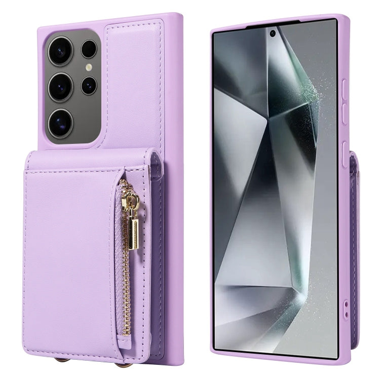 For Samsung Galaxy S25 Ultra 5G Crossbody Lanyard Zipper Wallet Leather Phone Case(Purple) - Galaxy S25 Ultra 5G Cases by PMC Jewellery | Online Shopping South Africa | PMC Jewellery | Buy Now Pay Later Mobicred