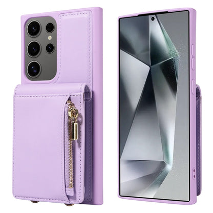 For Samsung Galaxy S25 Ultra 5G Crossbody Lanyard Zipper Wallet Leather Phone Case(Purple) - Galaxy S25 Ultra 5G Cases by PMC Jewellery | Online Shopping South Africa | PMC Jewellery | Buy Now Pay Later Mobicred