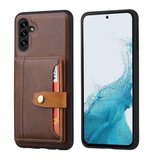 For Samsung Galaxy S25 5G Calfskin Card Slot TPU Hybrid PU Phone Case(Brown) - Galaxy S25 5G Cases by PMC Jewellery | Online Shopping South Africa | PMC Jewellery | Buy Now Pay Later Mobicred