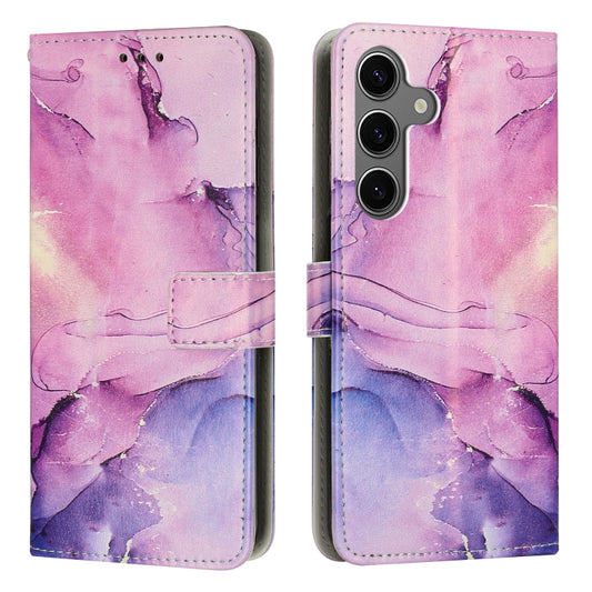 For Samsung Galaxy S25+ 5G Painted Marble Pattern Leather Phone Case(Purple) - Galaxy S25+ 5G Cases by PMC Jewellery | Online Shopping South Africa | PMC Jewellery | Buy Now Pay Later Mobicred