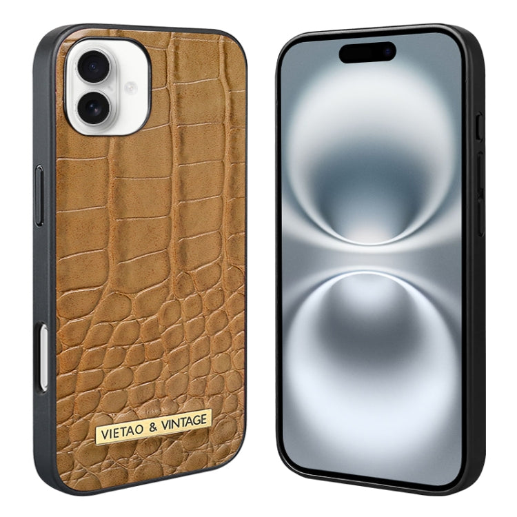 For iPhone 16 VIETAO Alligator Texture PU Phone Case(Brown) - free shipping - PMC Jewellery - Order now!