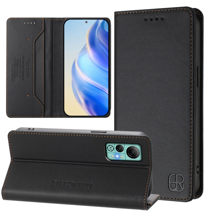 For Ulefone Note 14 RC01 Dual-Folded Magnetic Suction RFID Leather Phone Case(Black) - Ulefone Cases by PMC TechLife | Online Shopping South Africa | PMC TechLife | Buy Now Pay Later Mobicred