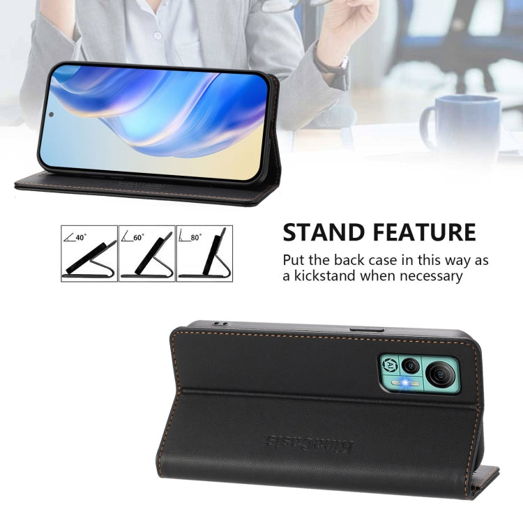For Ulefone Note 14 RC01 Dual-Folded Magnetic Suction RFID Leather Phone Case(Black) - Ulefone Cases by PMC TechLife | Online Shopping South Africa | PMC TechLife | Buy Now Pay Later Mobicred