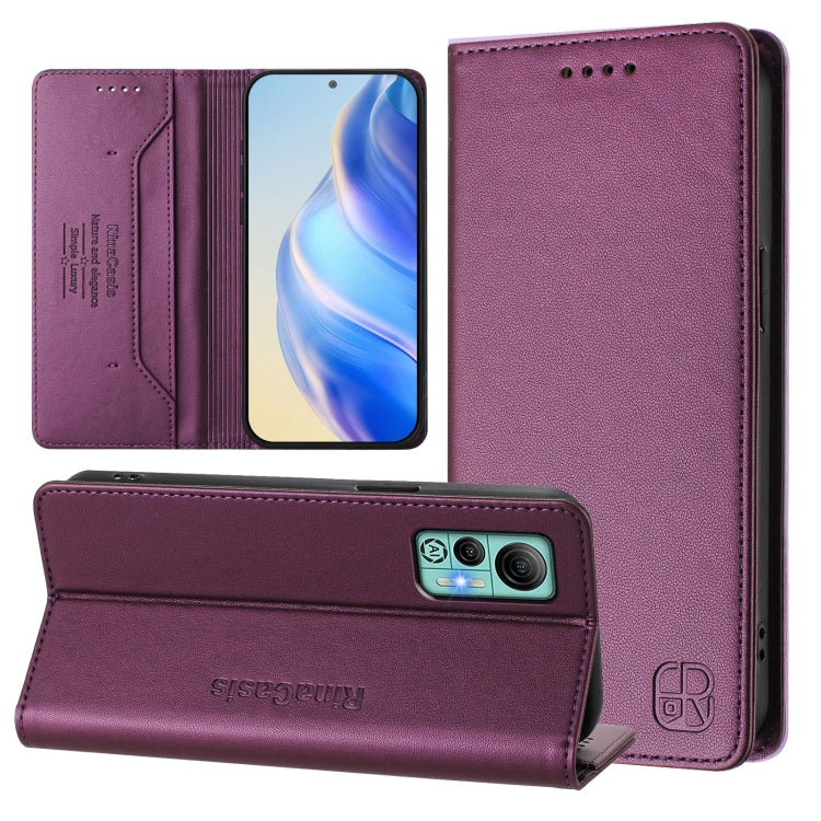 For Ulefone Note 14 RC01 Dual-Folded Magnetic Suction RFID Leather Phone Case(Violet) - Ulefone Cases by PMC TechLife | Online Shopping South Africa | PMC TechLife | Buy Now Pay Later Mobicred